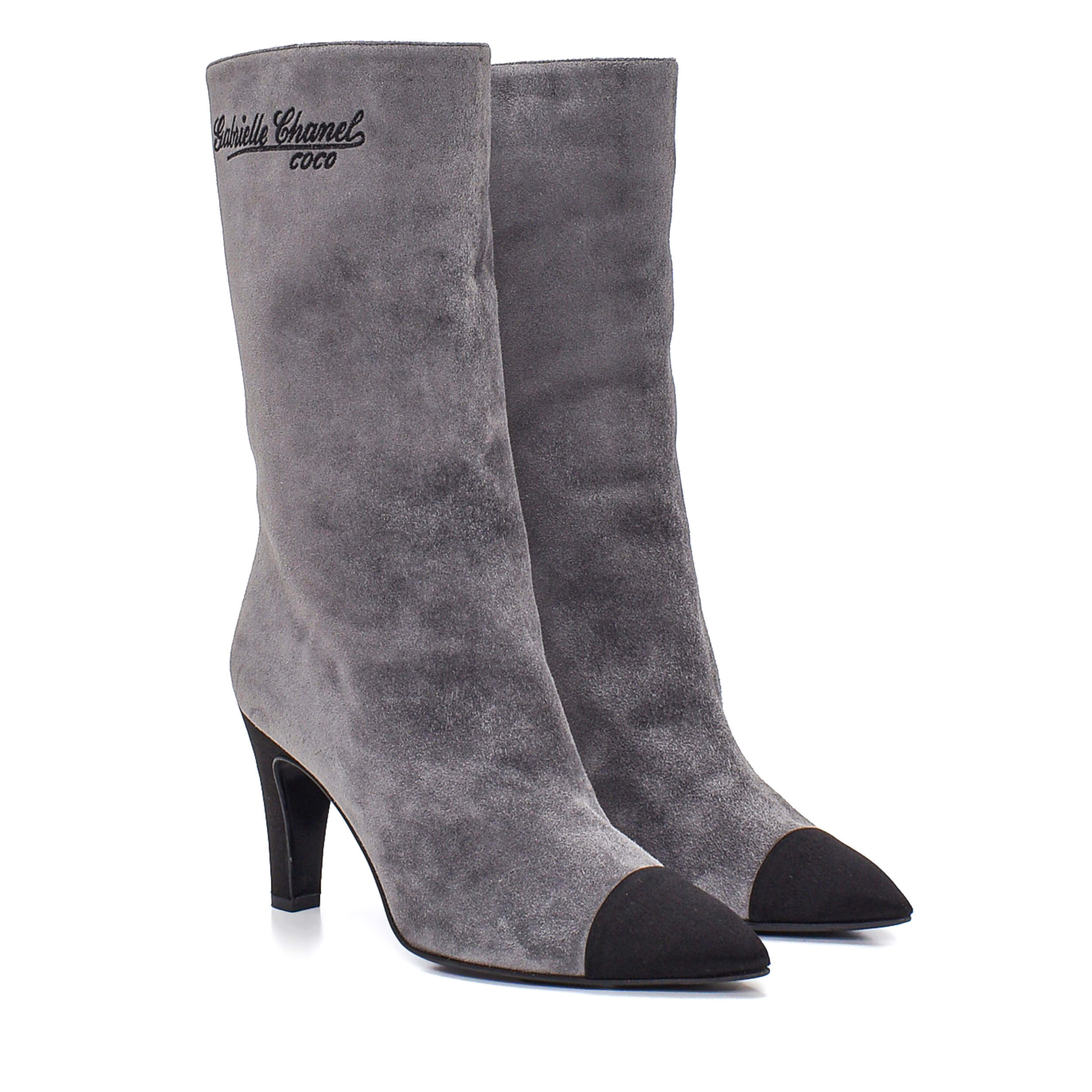 Chanel - Grey Suede Gabriel Booties